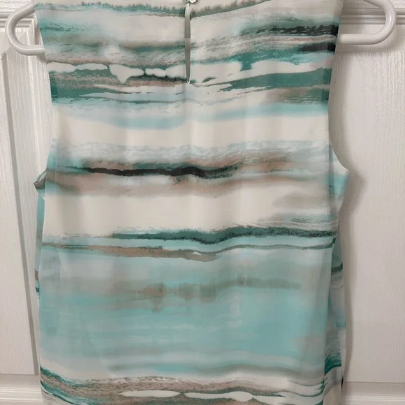 Calvin Klein Women's Striped Aqua and White Blouse - New With Tags - Picture 2 of 3
